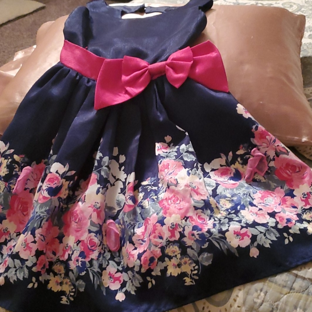 Little girl's dressy navy sleeveless dress